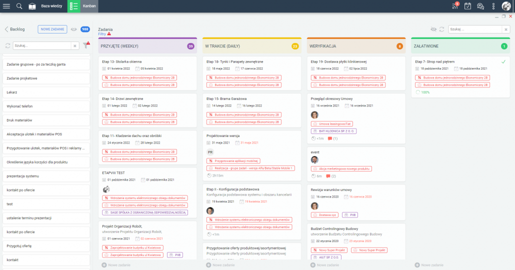 Tablica kanban - program do zarzadzania czasem i zadaniami w zespole.