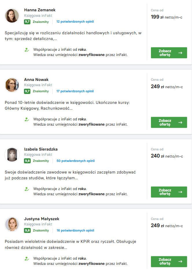 lista księgowych infakt, którą można sobie sprawdzić zanim zaczniesz korzystać z usług biura 