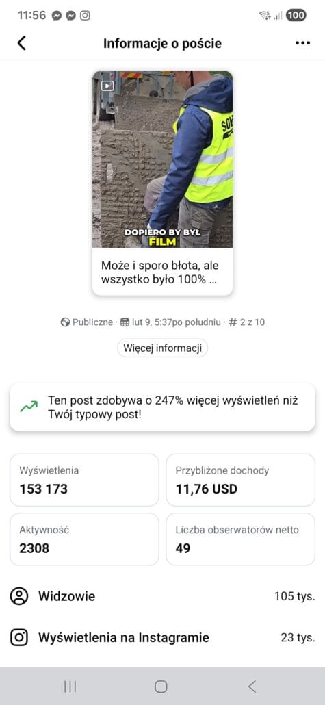 statysyki z kanału sołtys dźwiga z materiału wrzuconego na Facbeooku z krótkiej rolki 